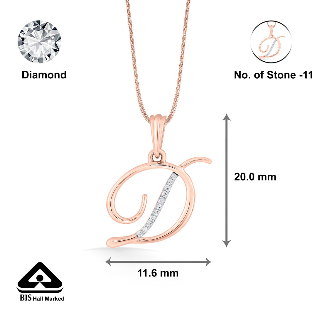 Dream D Diamond & Gold Alphabet Pendant for Women