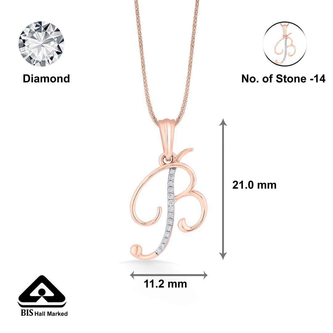 Bloom B Diamond & Gold Alphabet Pendant for Women