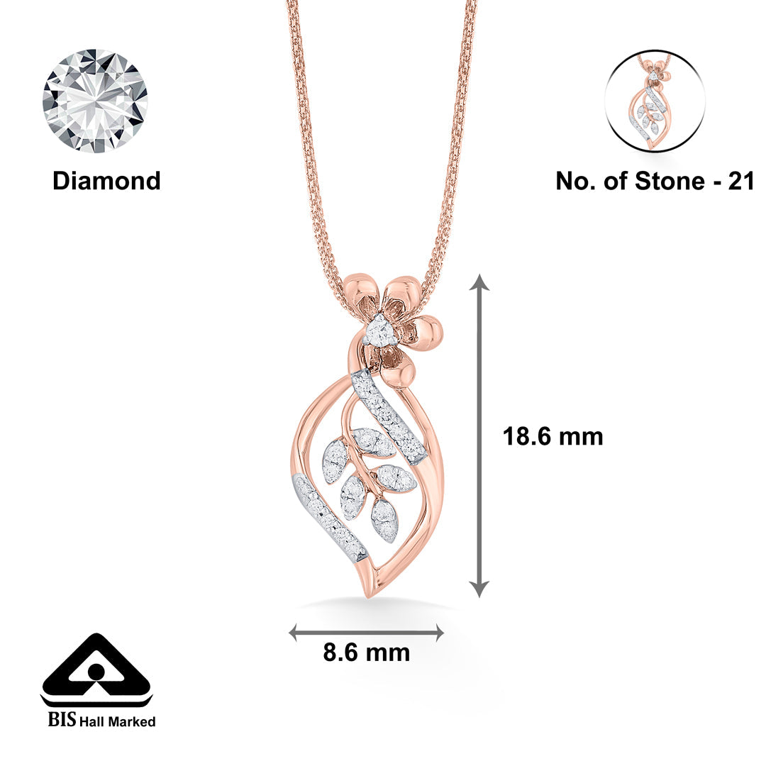 Leaf Weave Diamond & Gold Classic Pendant for Women