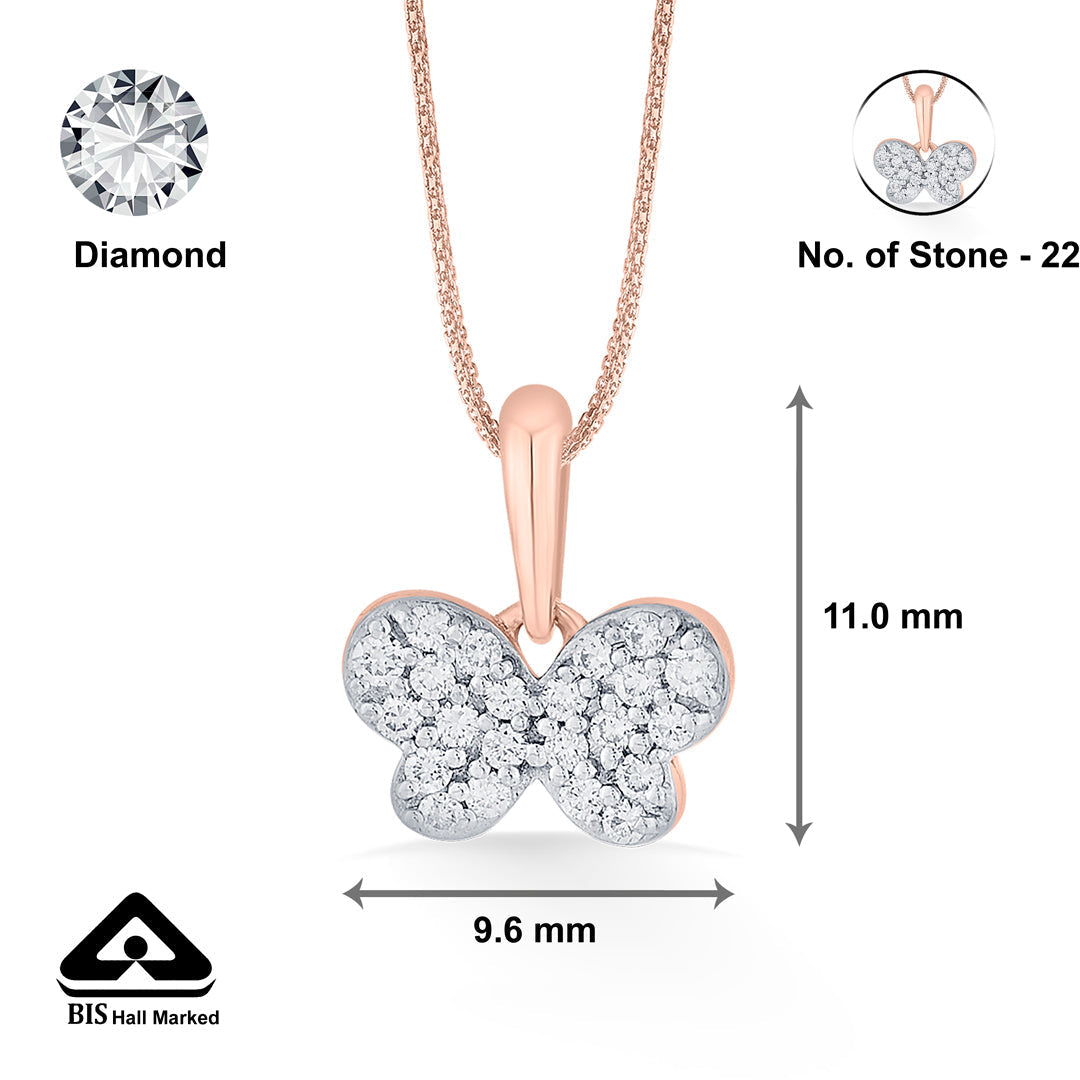 Butterfly Spark Diamond & Gold Kids Pendant for Women