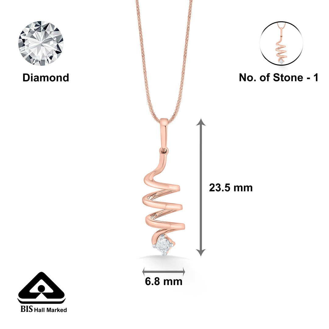 Spiral Whirl Diamond & Gold Casual Pendant for Women
