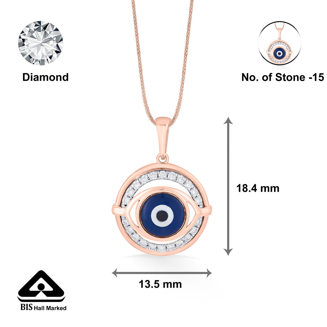 Evil Eye Orb Diamond & Gold Modern Pendant for Women