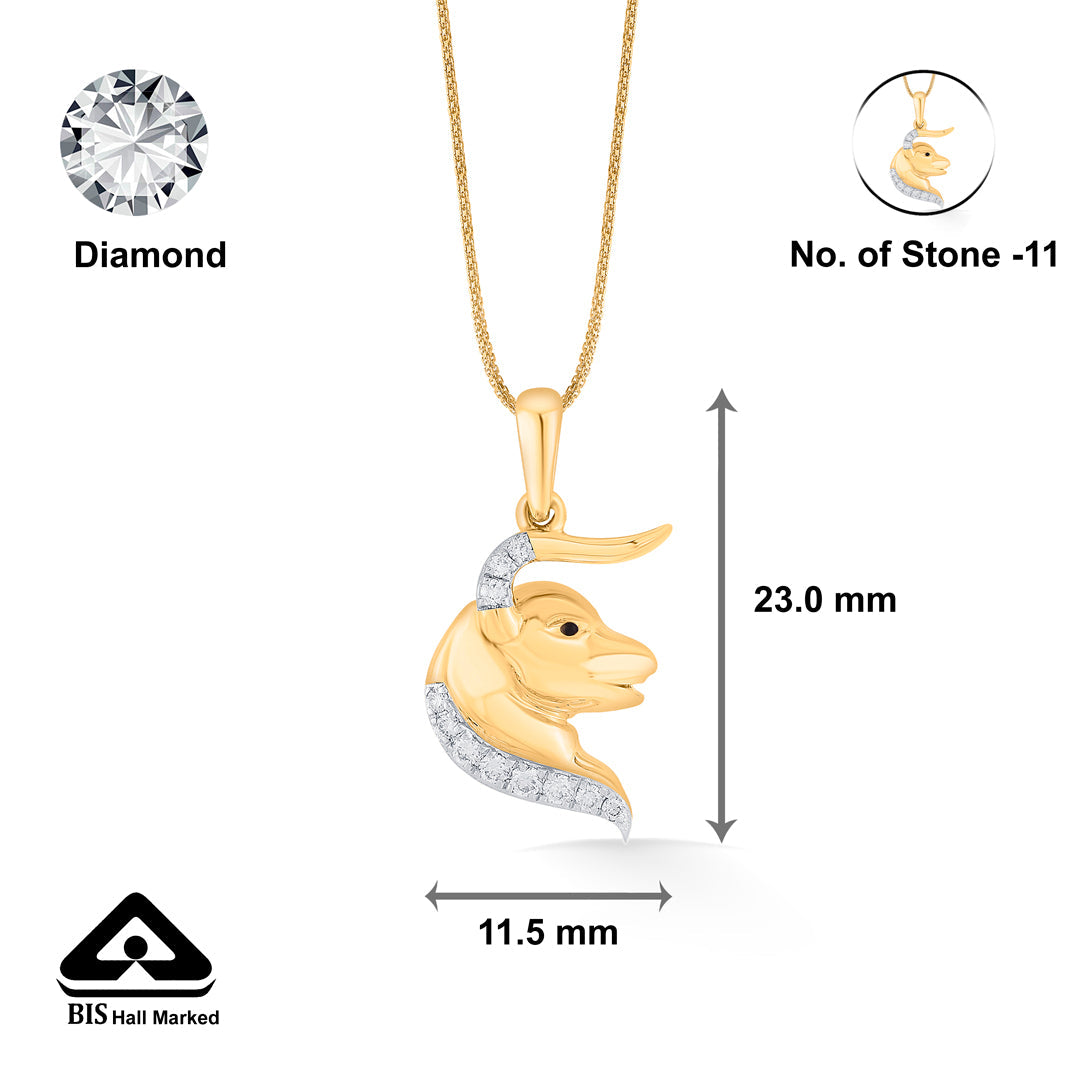 Taurus Aura Diamond & Gold Zodiac Pendant for Women