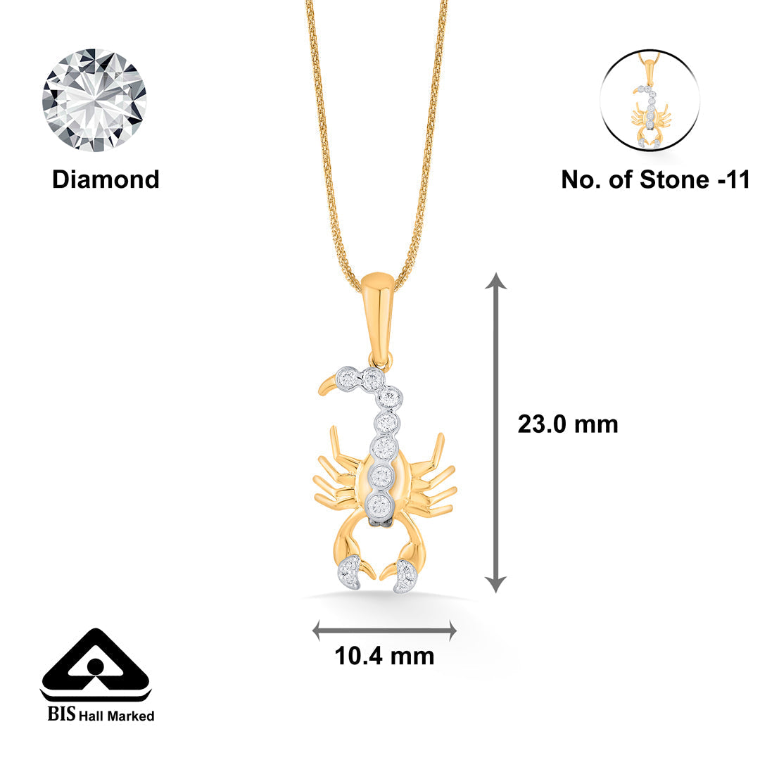 Scorpio Spark Diamond & Gold Zodiac Pendant for Women