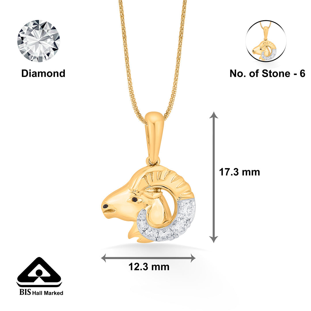 Aries Blaze Diamond & Gold Zodiac Pendant for Women