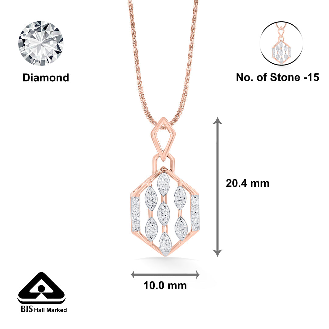 Hexa Link Diamond & Gold Classic Pendant for Women