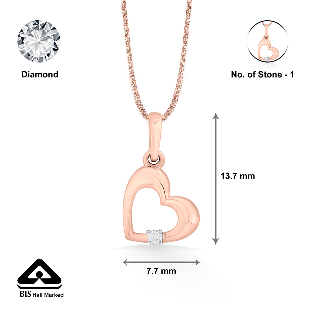 Sweet Heart Diamond & Gold Heart Pendant for Women
