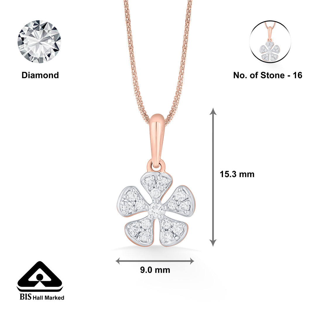 Bloom Charm Diamond & Gold Casual Pendant for Women