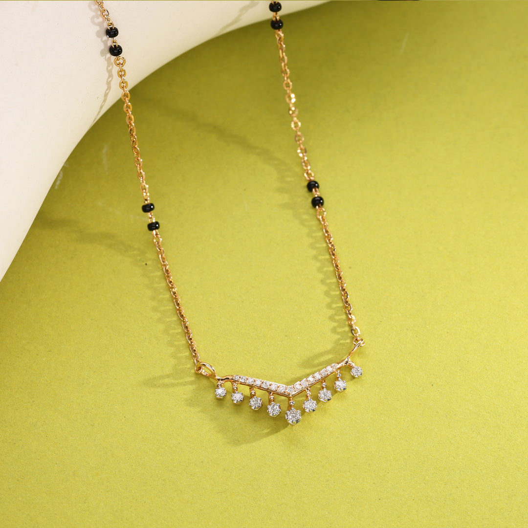 Grace Drop Diamond & Gold Tanmaniya Mangalsutra for Women
