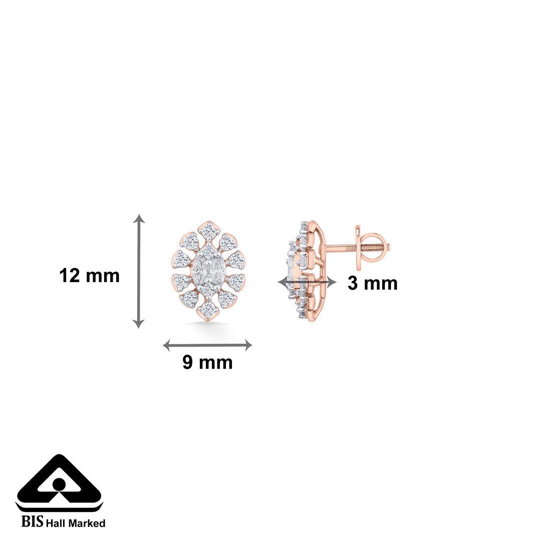 Infinite Gleam Diamond & Gold Stud Earrings for Women