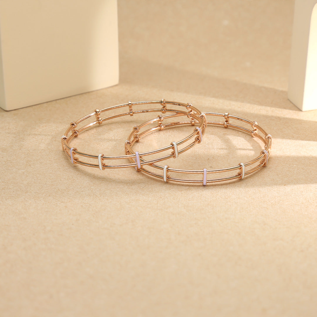 Rosé Mesh Gold Bangles for Women