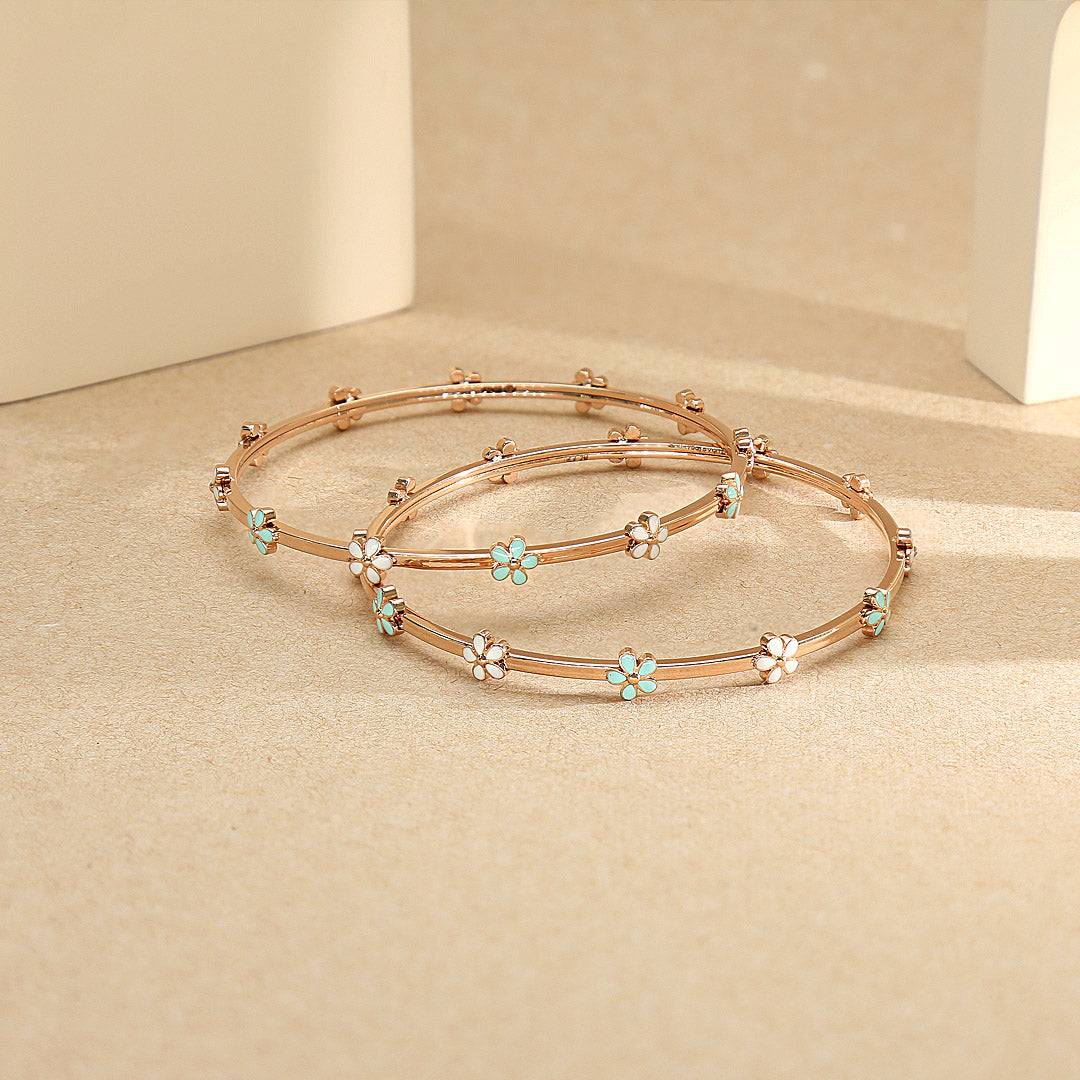 Floral Halo Gold Bangles for Women