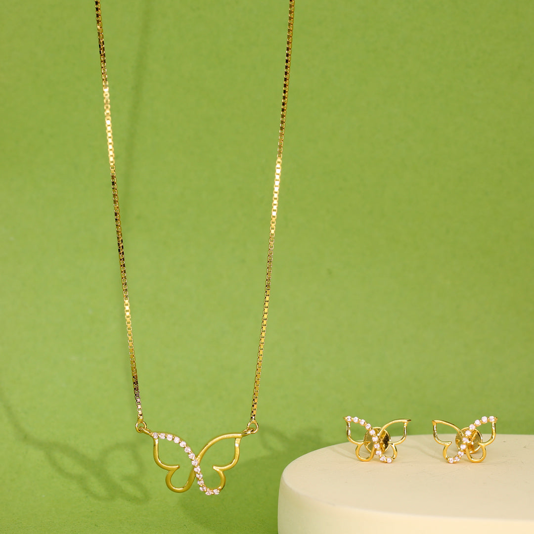 Flutter Bloom Gold Necklace Set for Women
