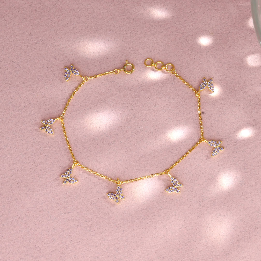 Feather Flight Gold Charm Bracelet for Women