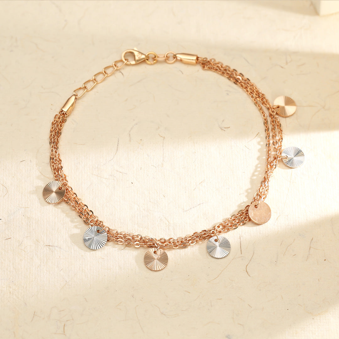 Twin Charms Gold Flexible Bracelet for Women