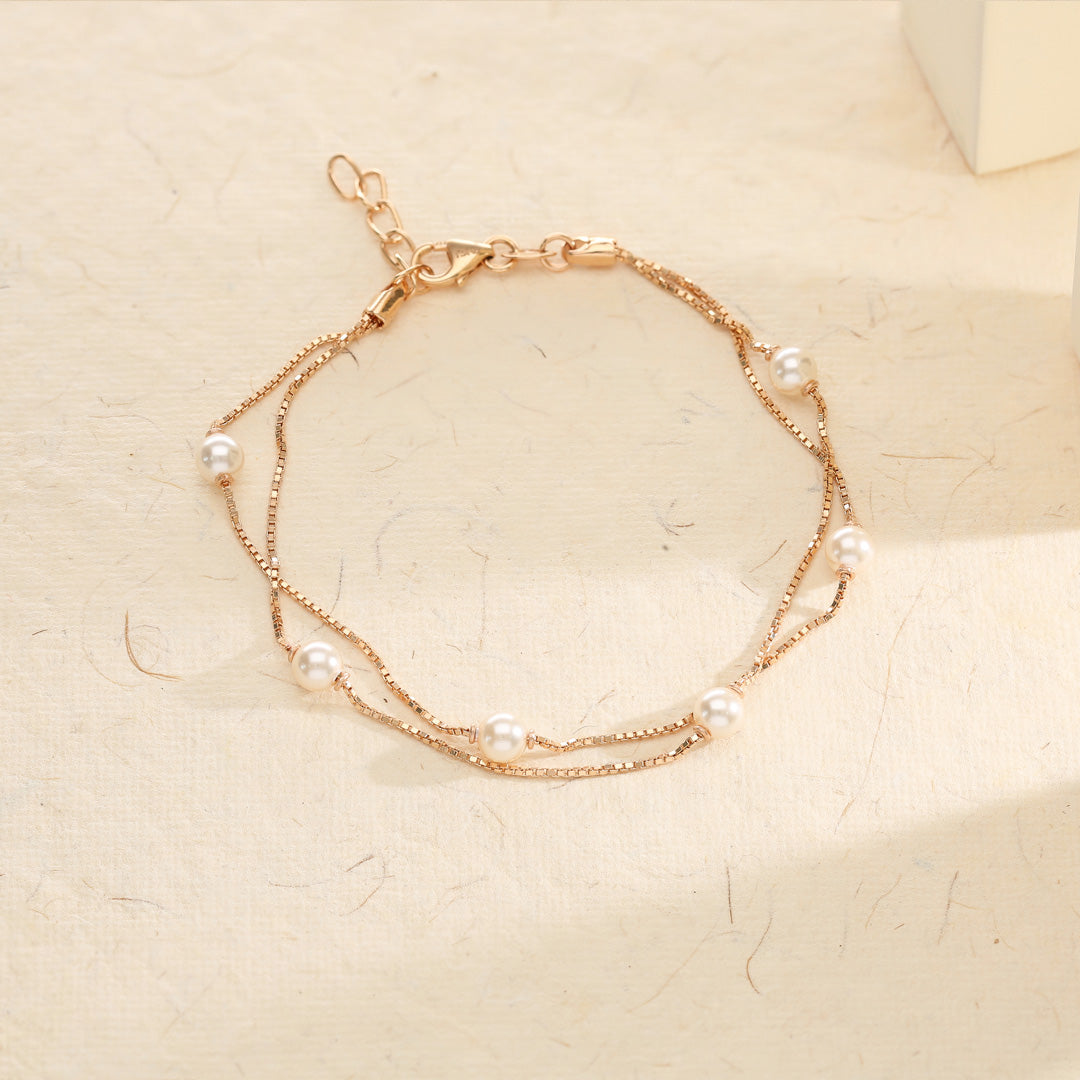 Pearl Halo Gold Flexible Bracelet for Women