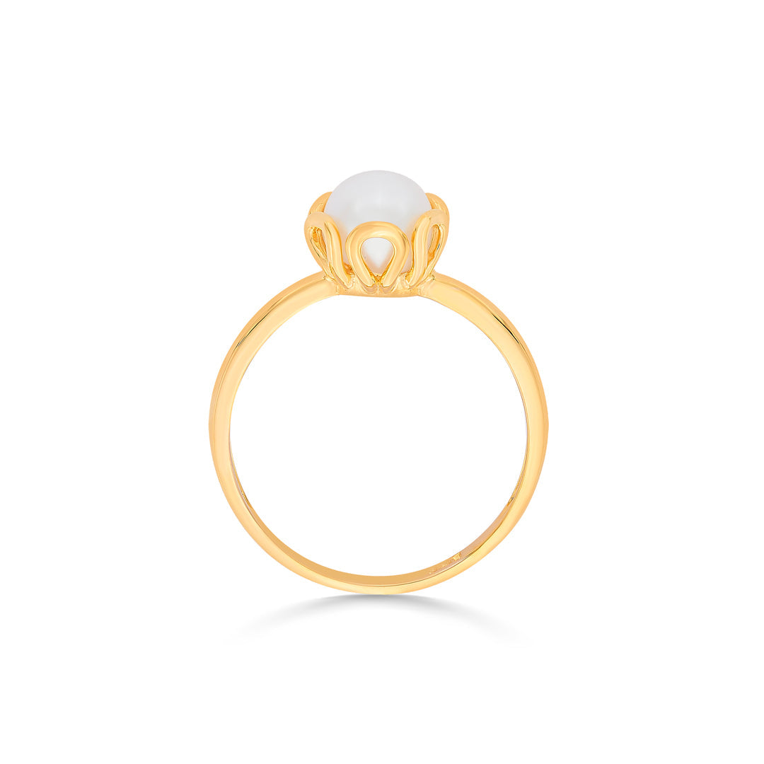 Daisy Bloom Gold Pearl Ring for Women