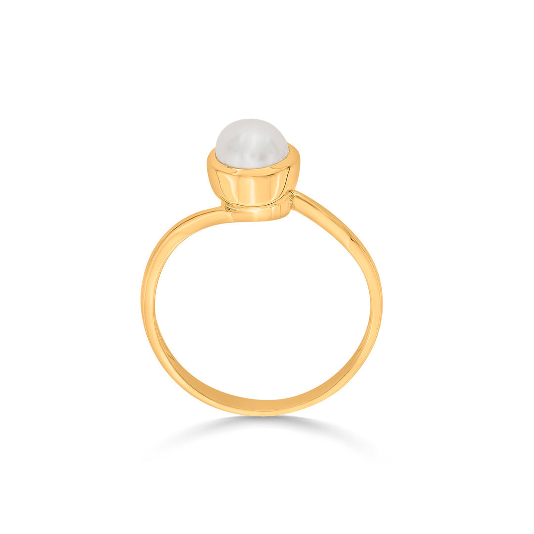 Coastal Whisper Gold Pearl Ring for Women