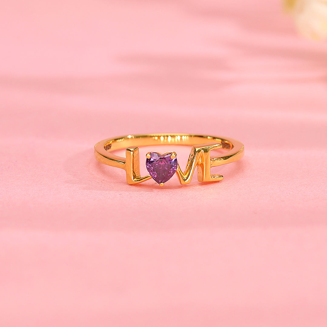 Berry Heart Gold Fashion Ring for Women