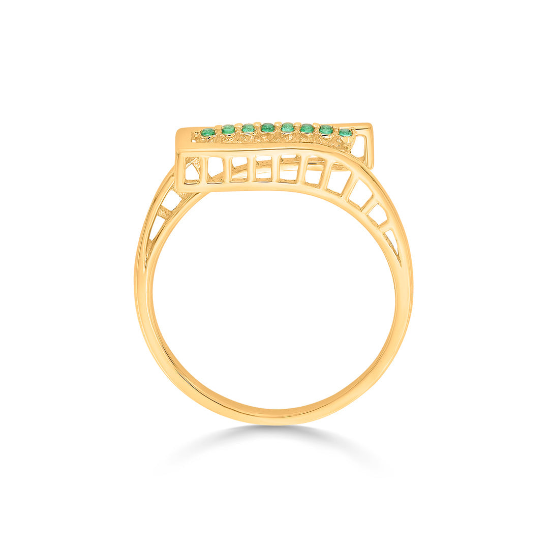 Emerald Rise Gold Fashion Ring for Women
