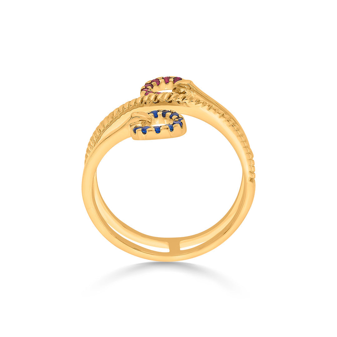 Galaxy Twin Gold Fashion Ring for Women