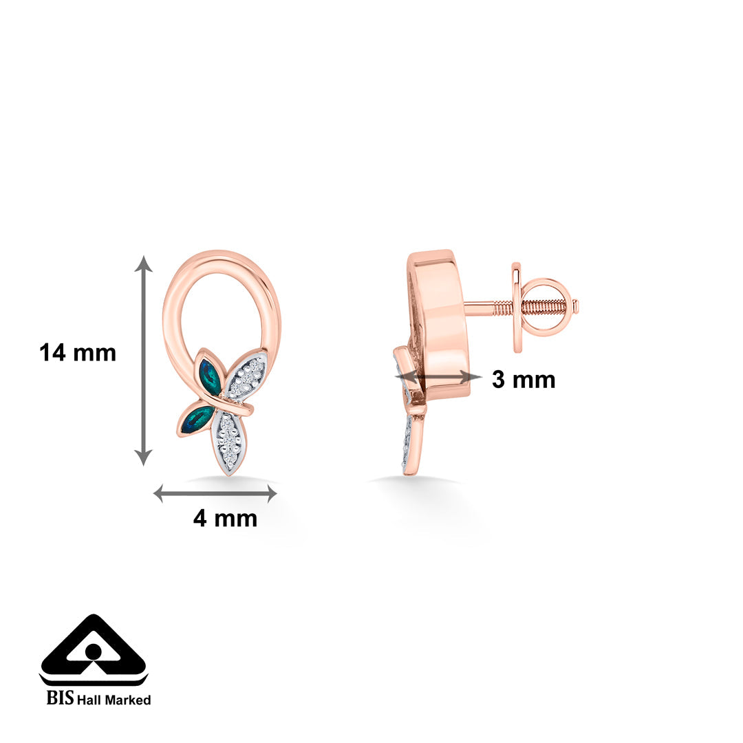 Sky Wings Gold Stud Earrings for Women