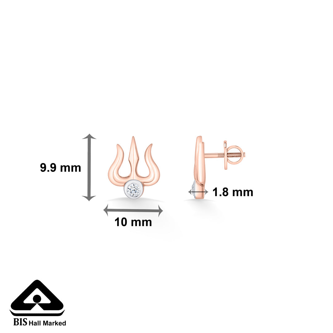 Divine Trishul Gold Stud Earrings for Women