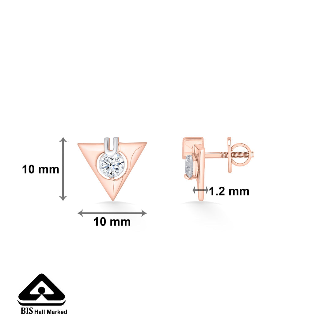 Triple Gem Gold Stud Earrings for Women