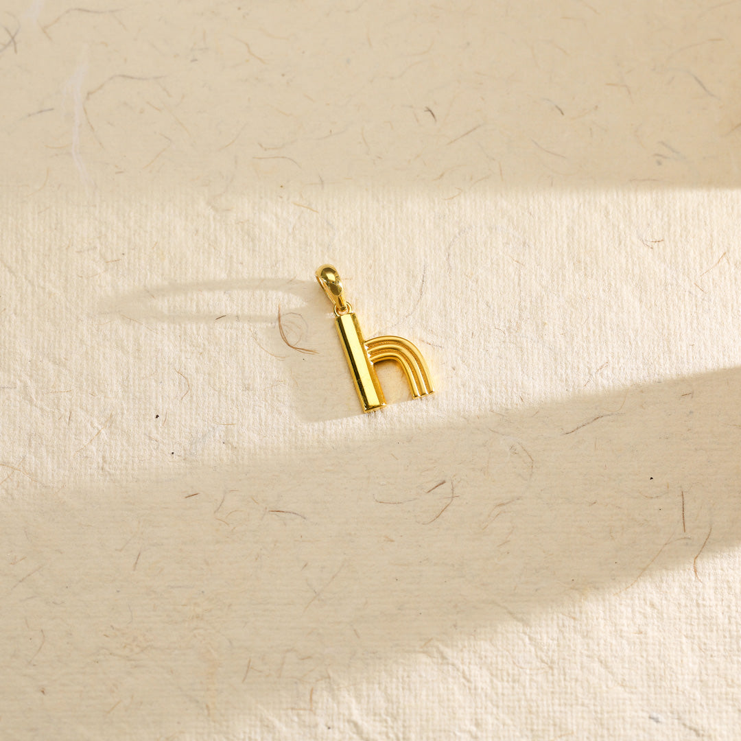 Halo H Gold Alphabet Pendant for Women