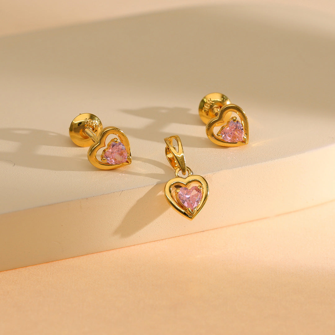 Blush Love Gold Pendant Set for Women