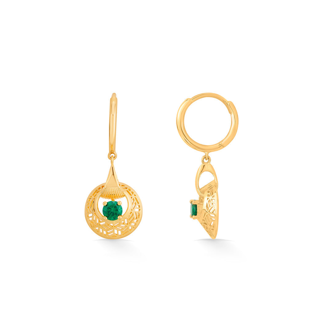 Emerald Rays Gold Hoops & Huggies Earrings for Women