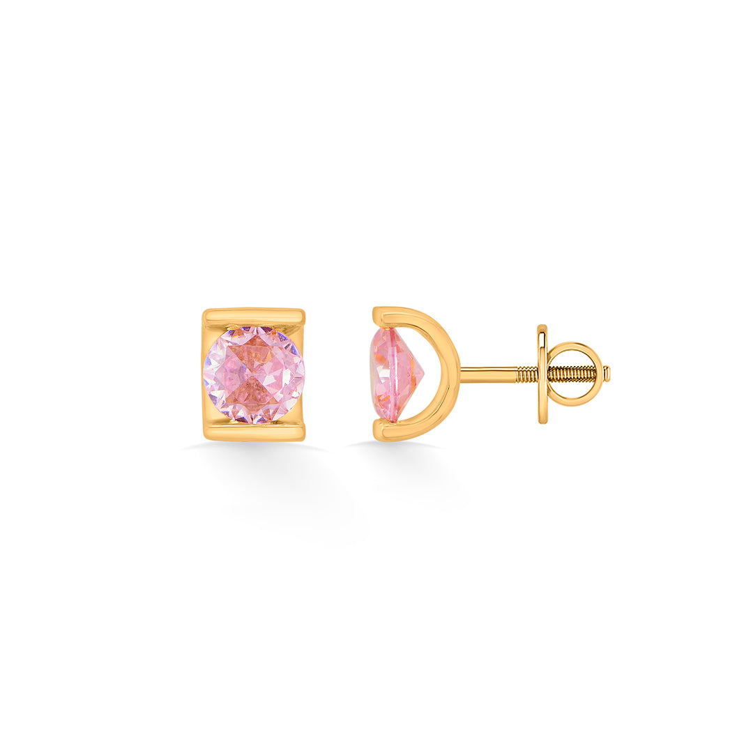Rosé Outline Gold Stud Earrings for Women