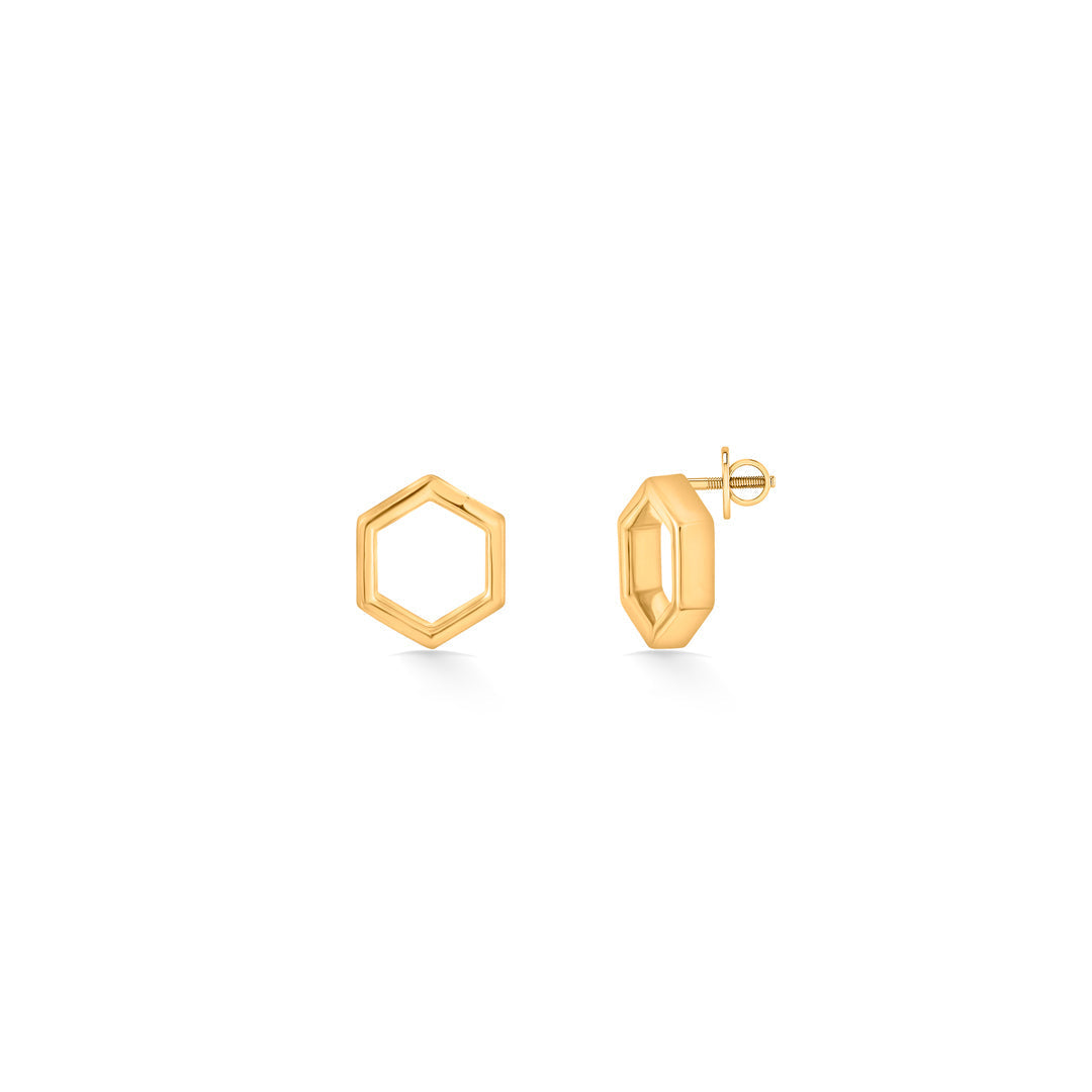 Honeycomb Glow Gold Stud Earrings for Women