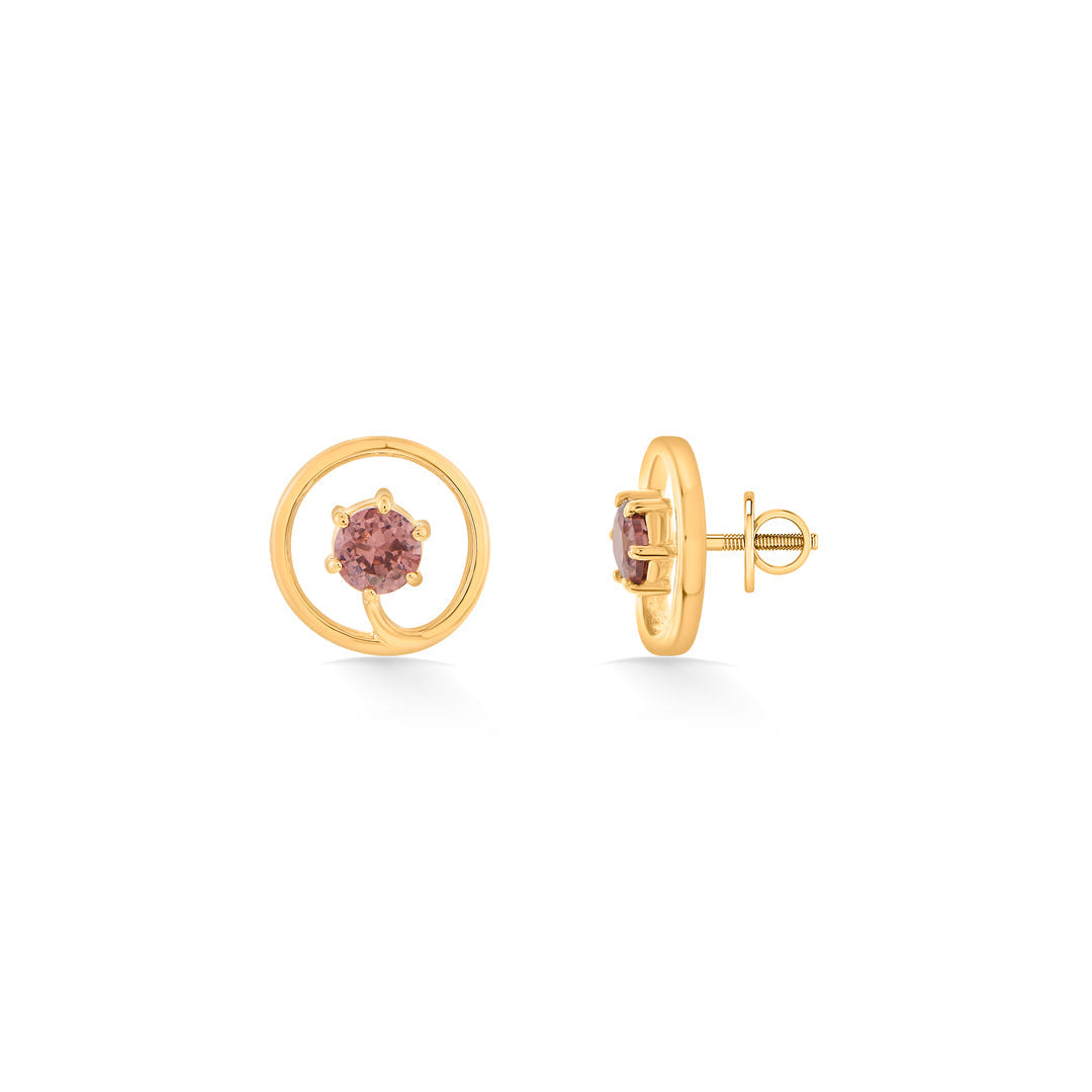 Lavender Halo Gold Stud Earrings for Women