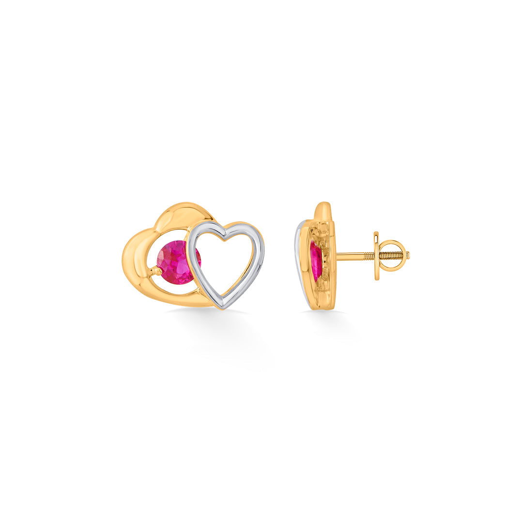 Rosé Hearts Gold Stud Earrings for Women