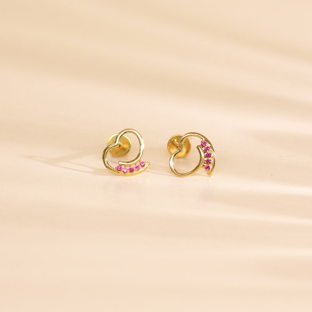 Petal Arc Gold Stud Earrings for Women
