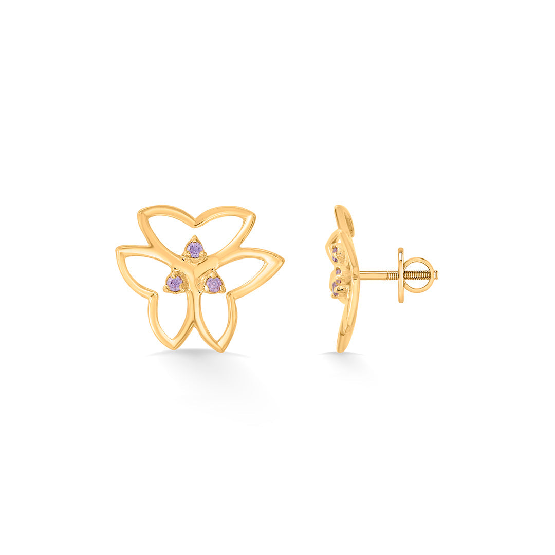 Lunar Flutter Gold Stud Earrings for Women