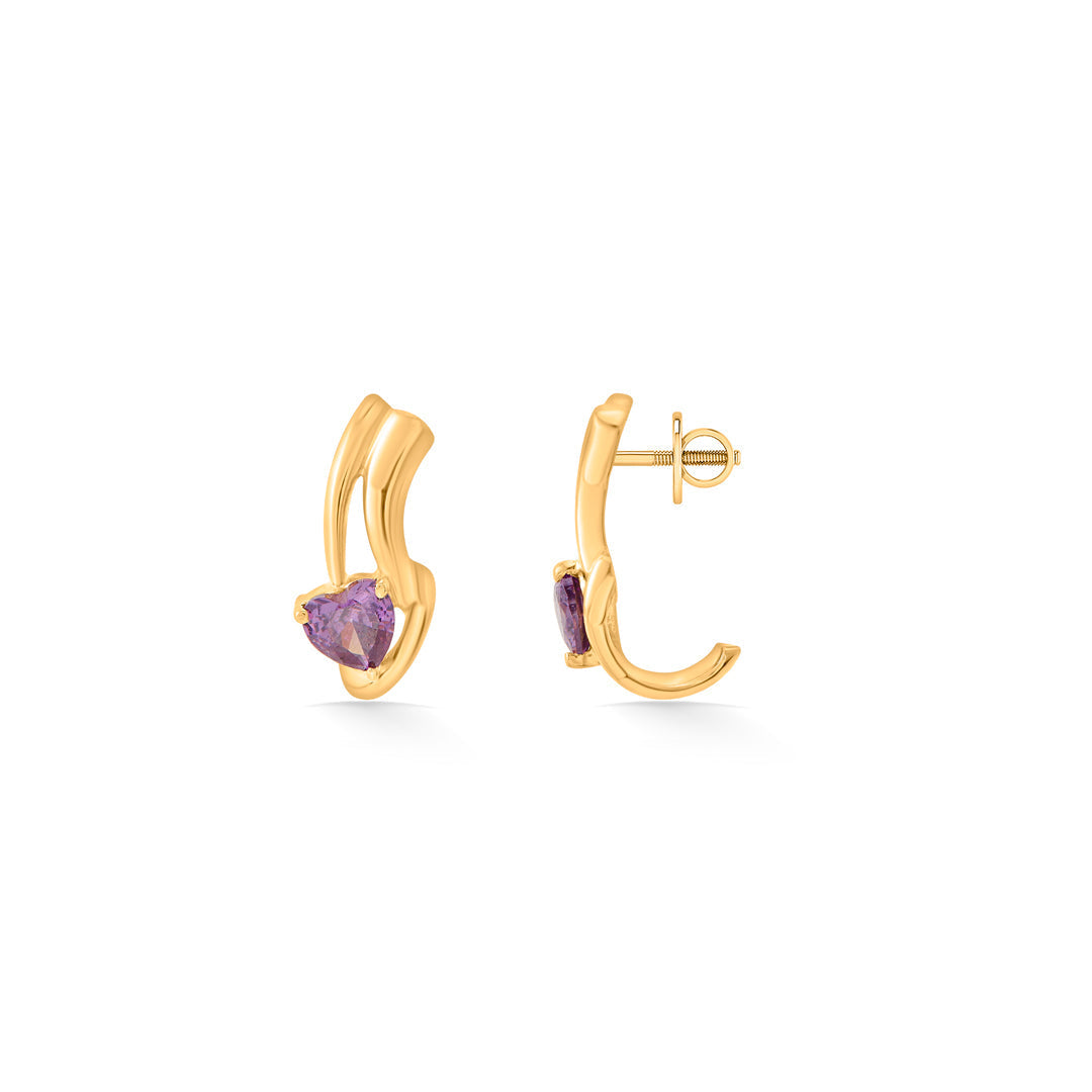 Violet Muse Gold Stud Earrings for Women