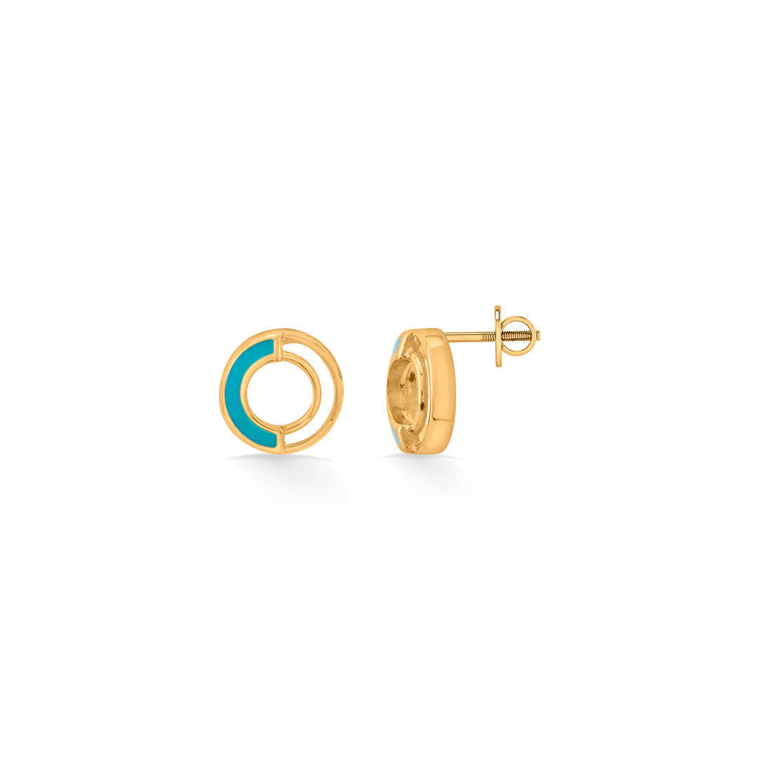 Aqua Halo Gold Stud Earrings for Women