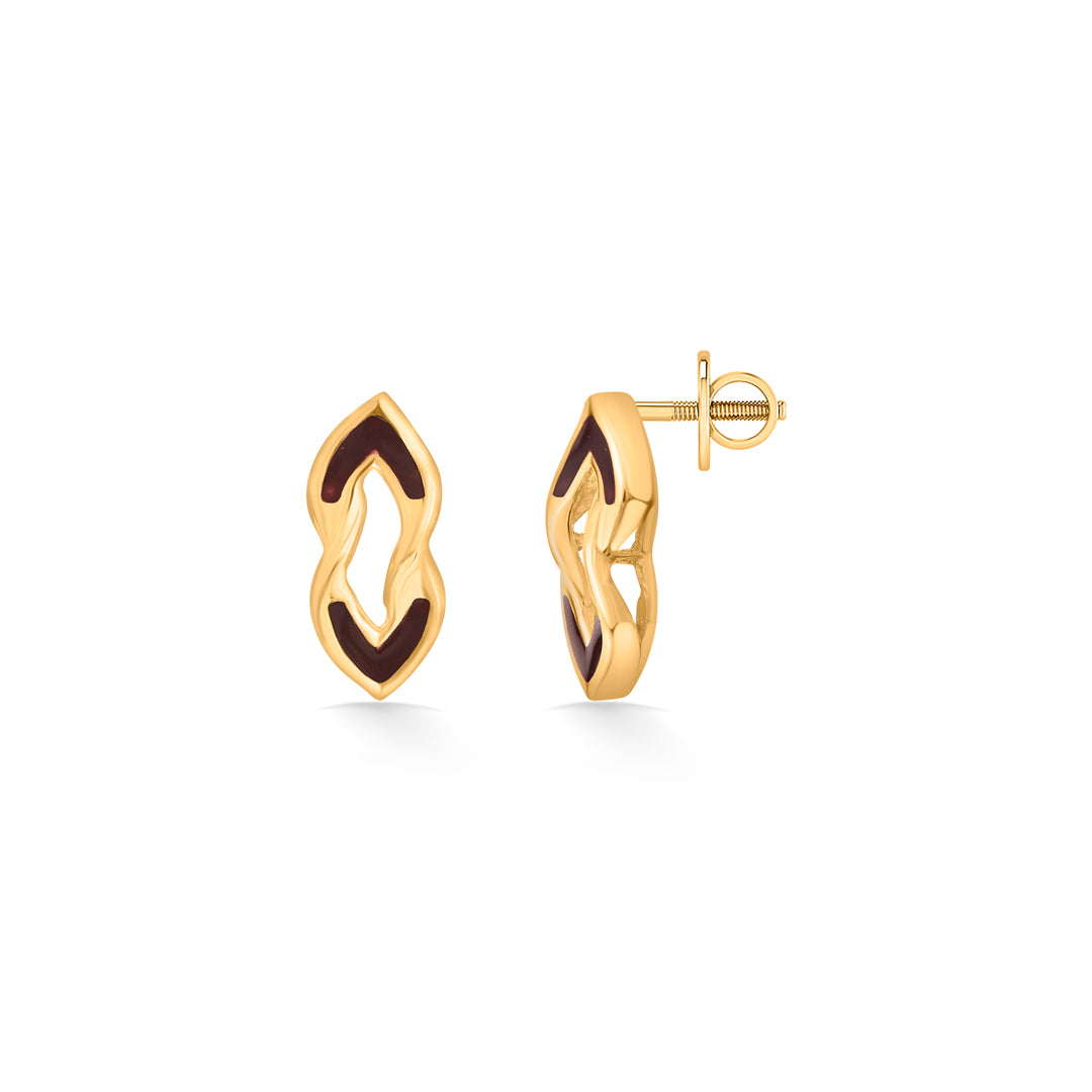 Midnight Form Gold Stud Earrings for Women