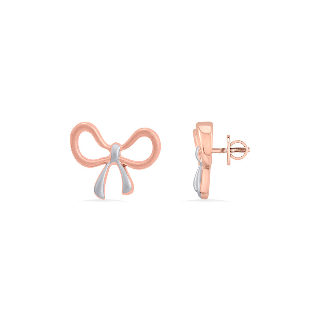 Dusk Ribbon Gold Stud Earrings for Women