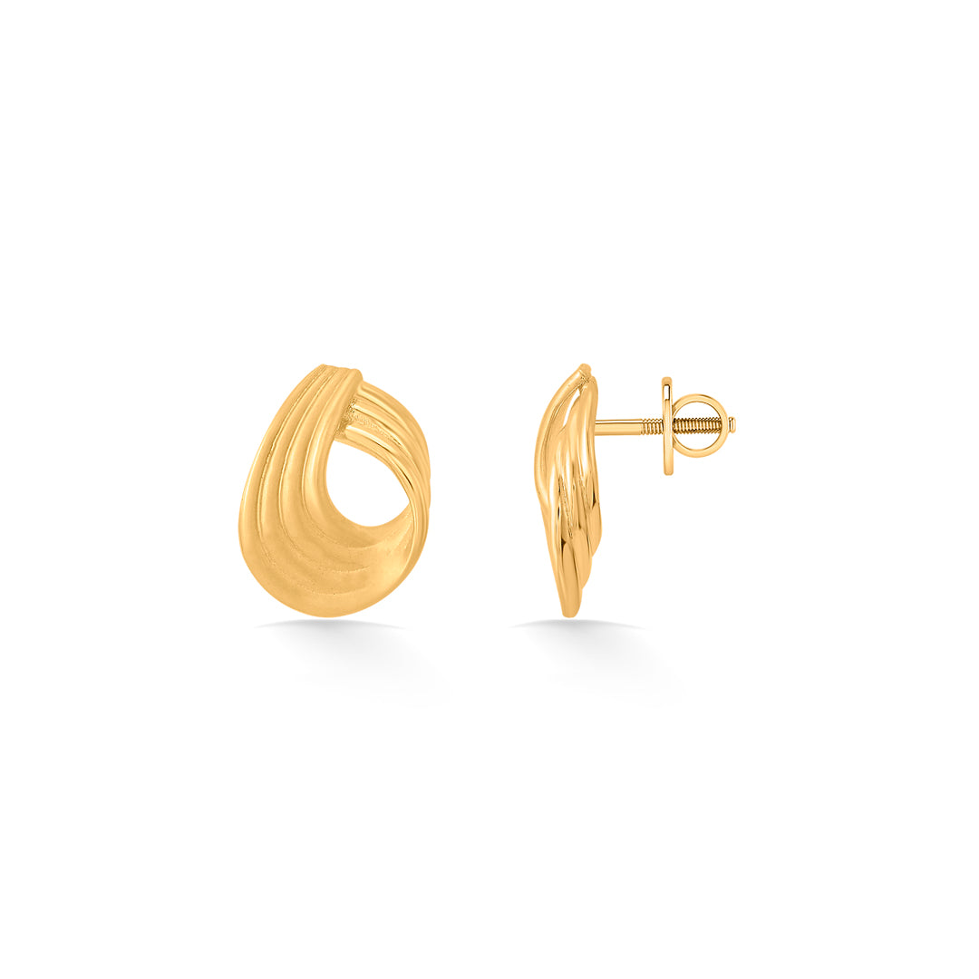 Flow Spiral Gold Stud Earrings for Women