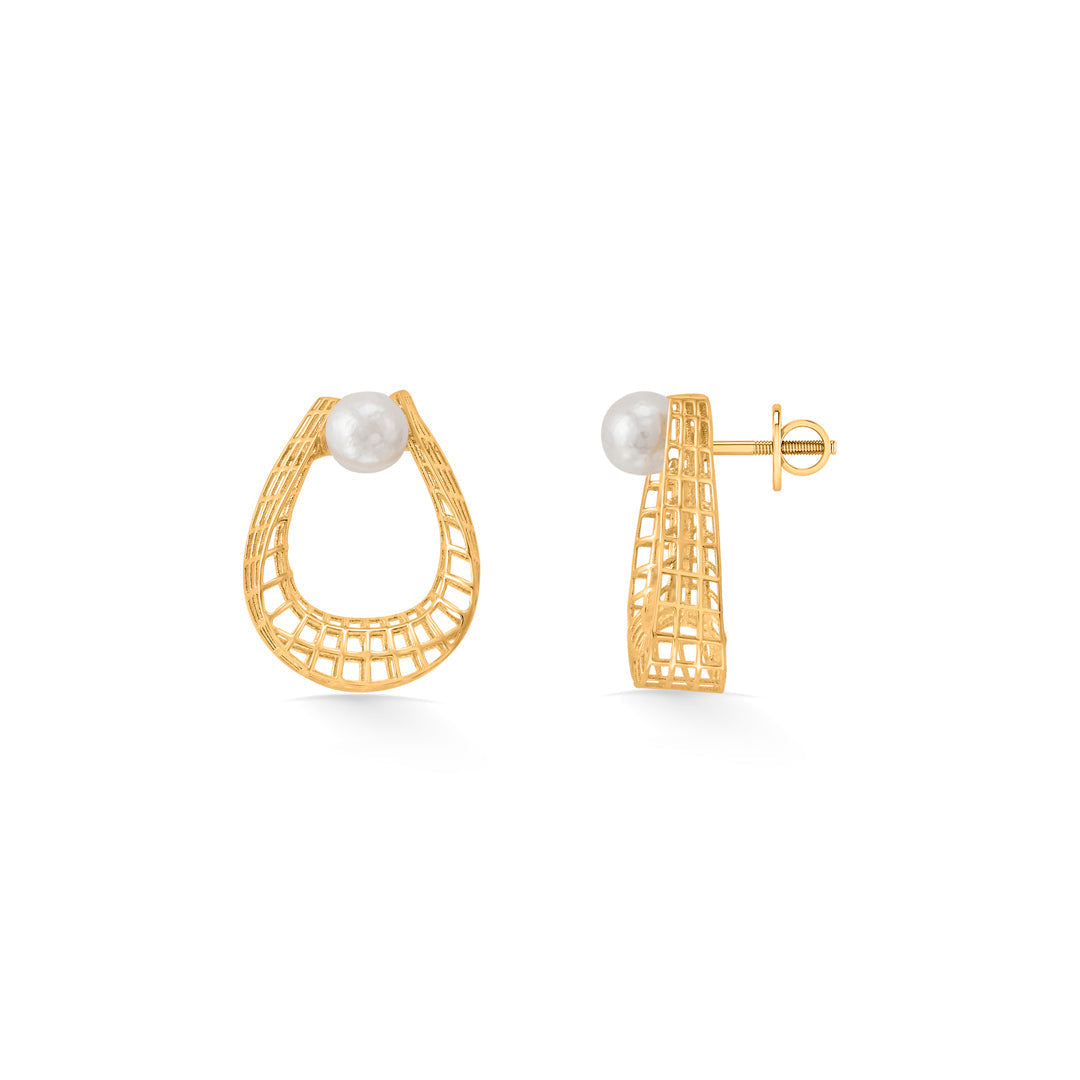Pearl Mist Gold Stud Earrings for Women