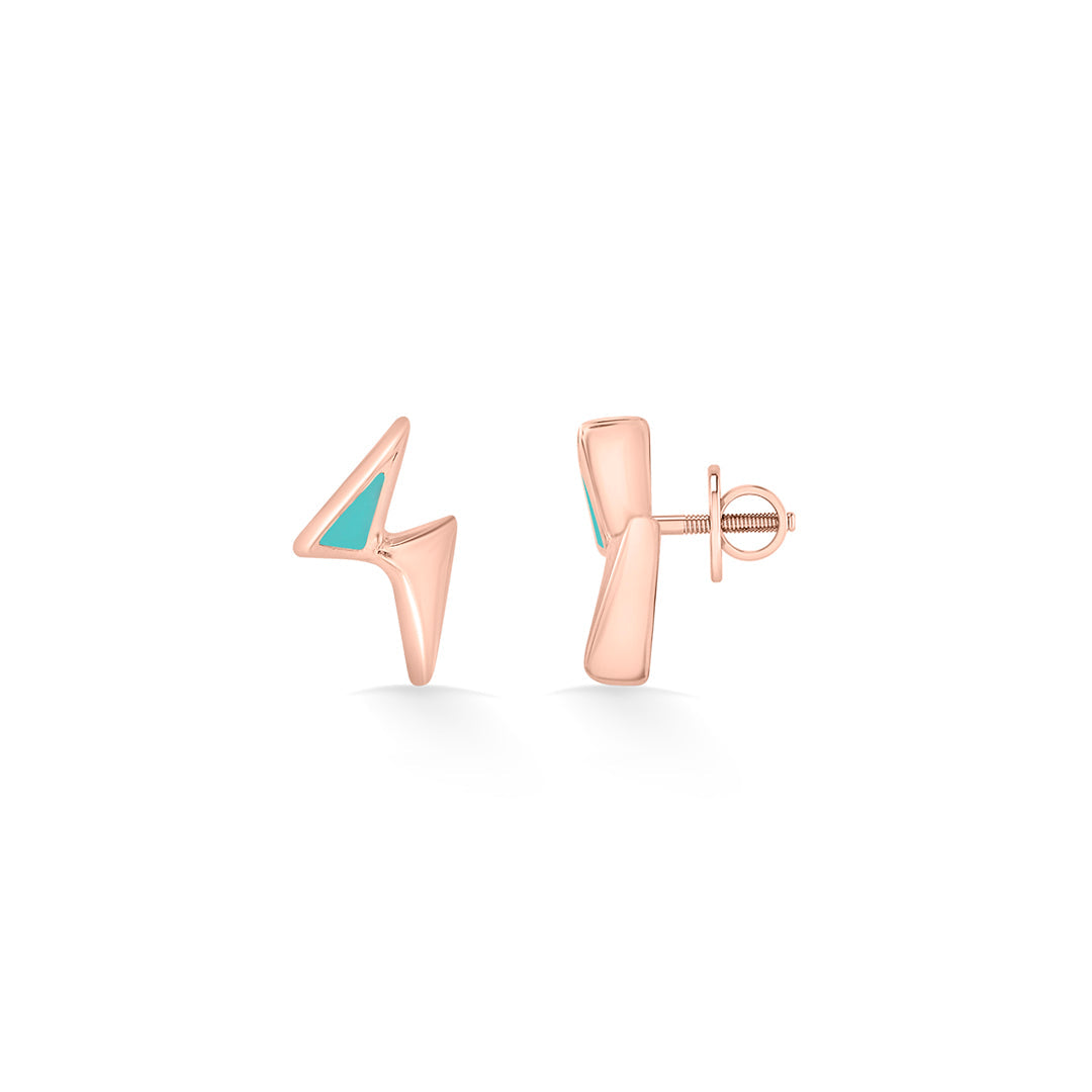 Zig Motion Gold Stud Earrings for Women