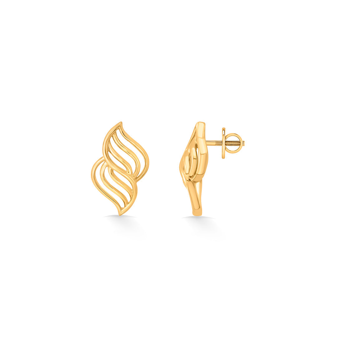 Flame Glow Gold Stud Earrings for Women