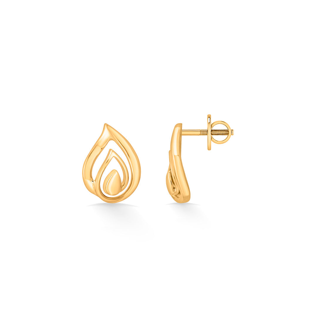 Sculpt Curve Gold Stud Earrings for Women