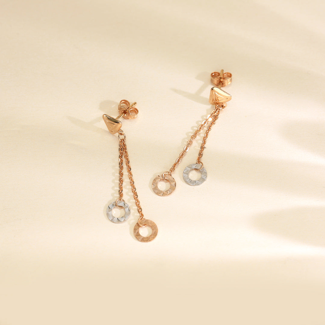 Double Halo Gold Drops & Danglers Earrings for Women