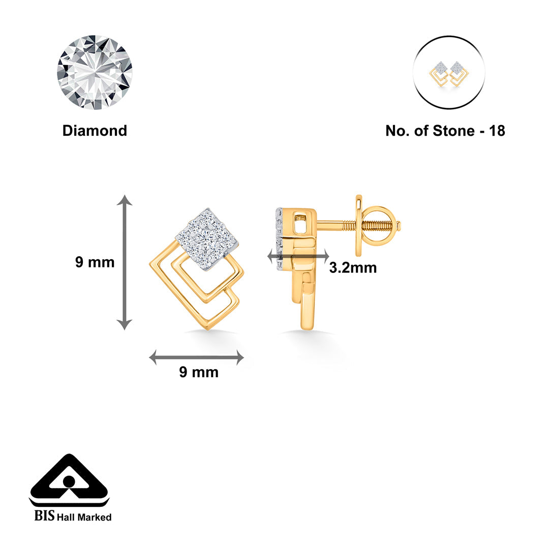 Layered Glow Diamond & Gold Stud Earrings for Women