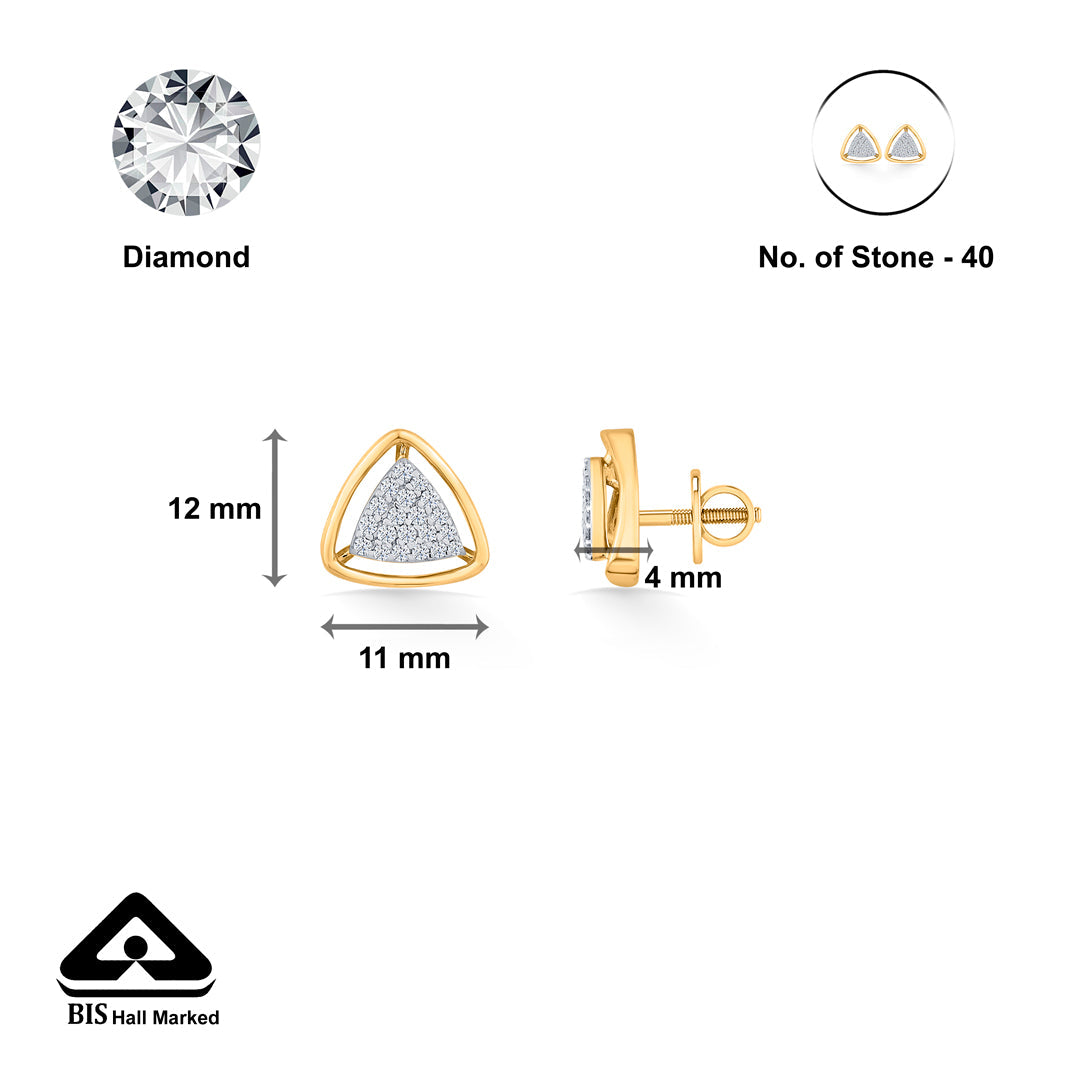 Nova Trio Diamond & Gold Stud Earrings for Women