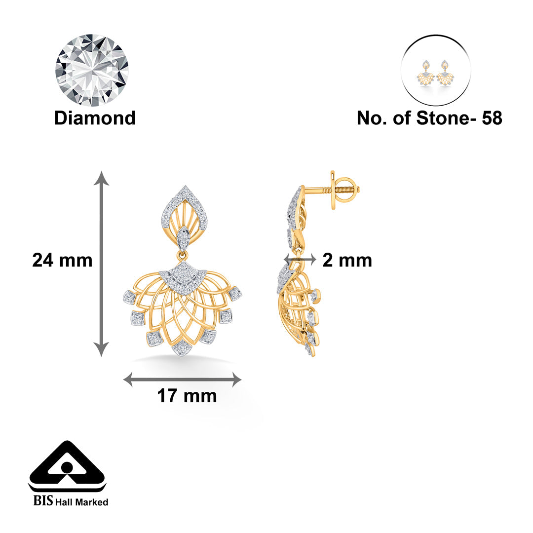 Regal Spark Diamond & Gold Drops & Danglers Earrings for Women
